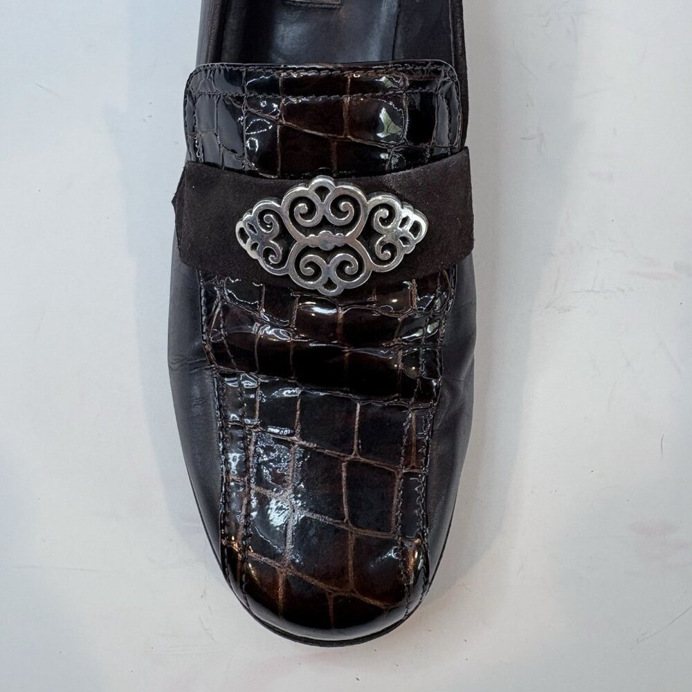 Brighton Artist Brown & Croc Laofers w/Silver Design and Low Heel 9N Retro, 90’s - Picture 8 of 10